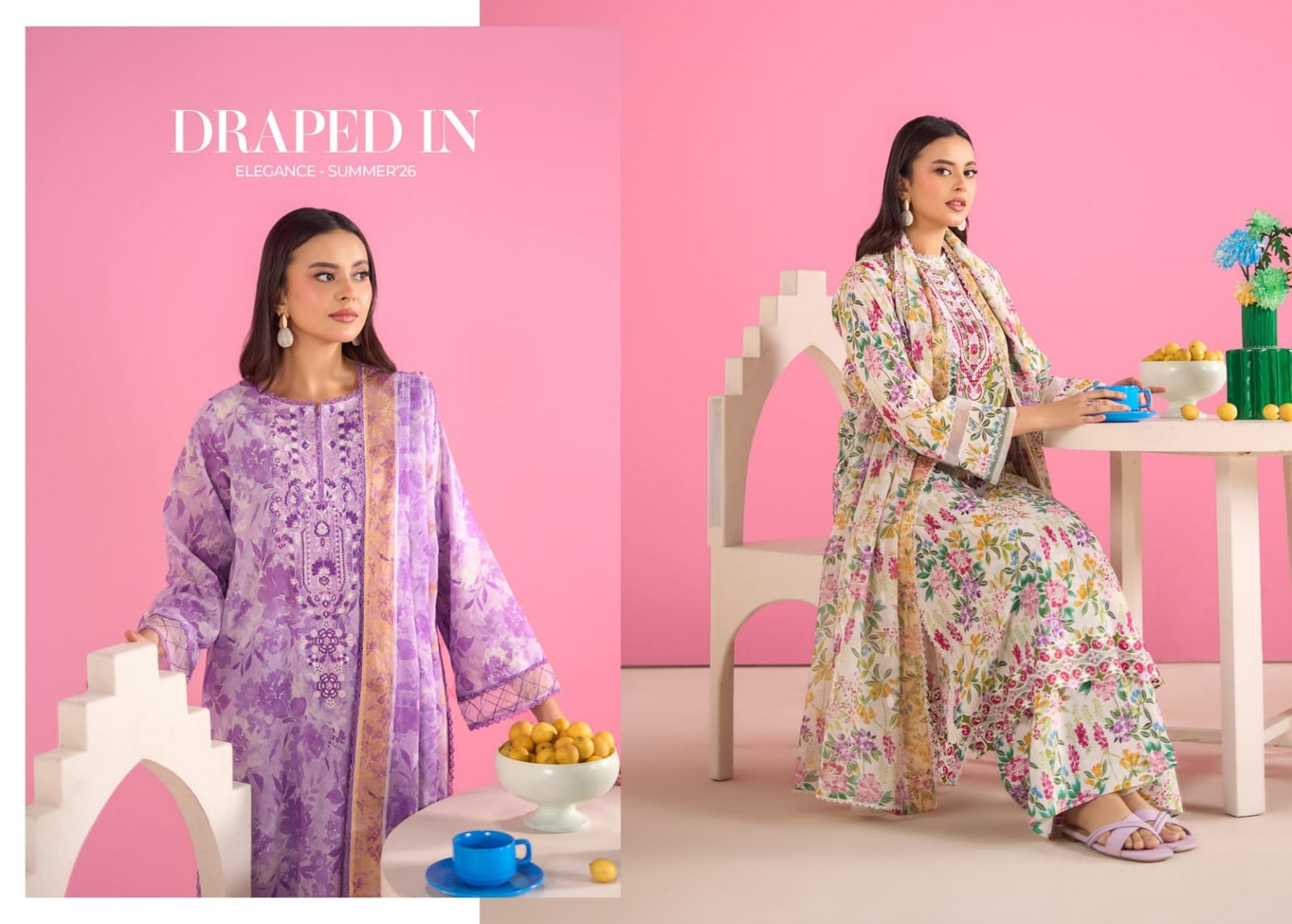 Ziva By Gul Jee 3-Pieces Digital Printed & Embroidered Lawn 12 PCS Set.