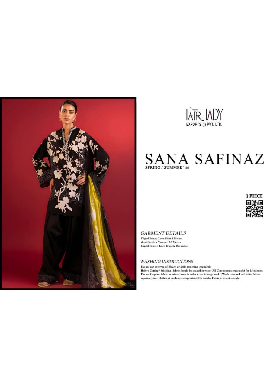 Sana Safinaz 3-Pieces Digital Printed Lawn 10 PCS Set.
