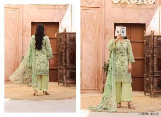 Aleen By Hafiz Textile 3 Peices Embroiderd Chicken Kari Lawn 10 Pcs Set