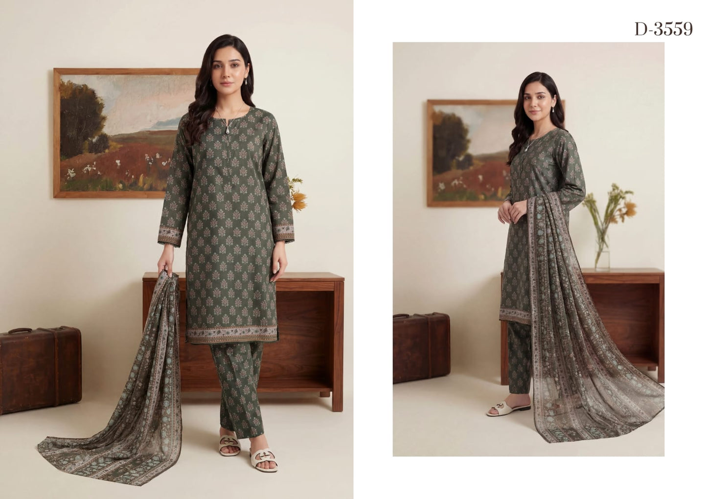 New Rotary By Shahid Tawakkal 3 Peices Rotary Printed Lawn 11 Pcs Set