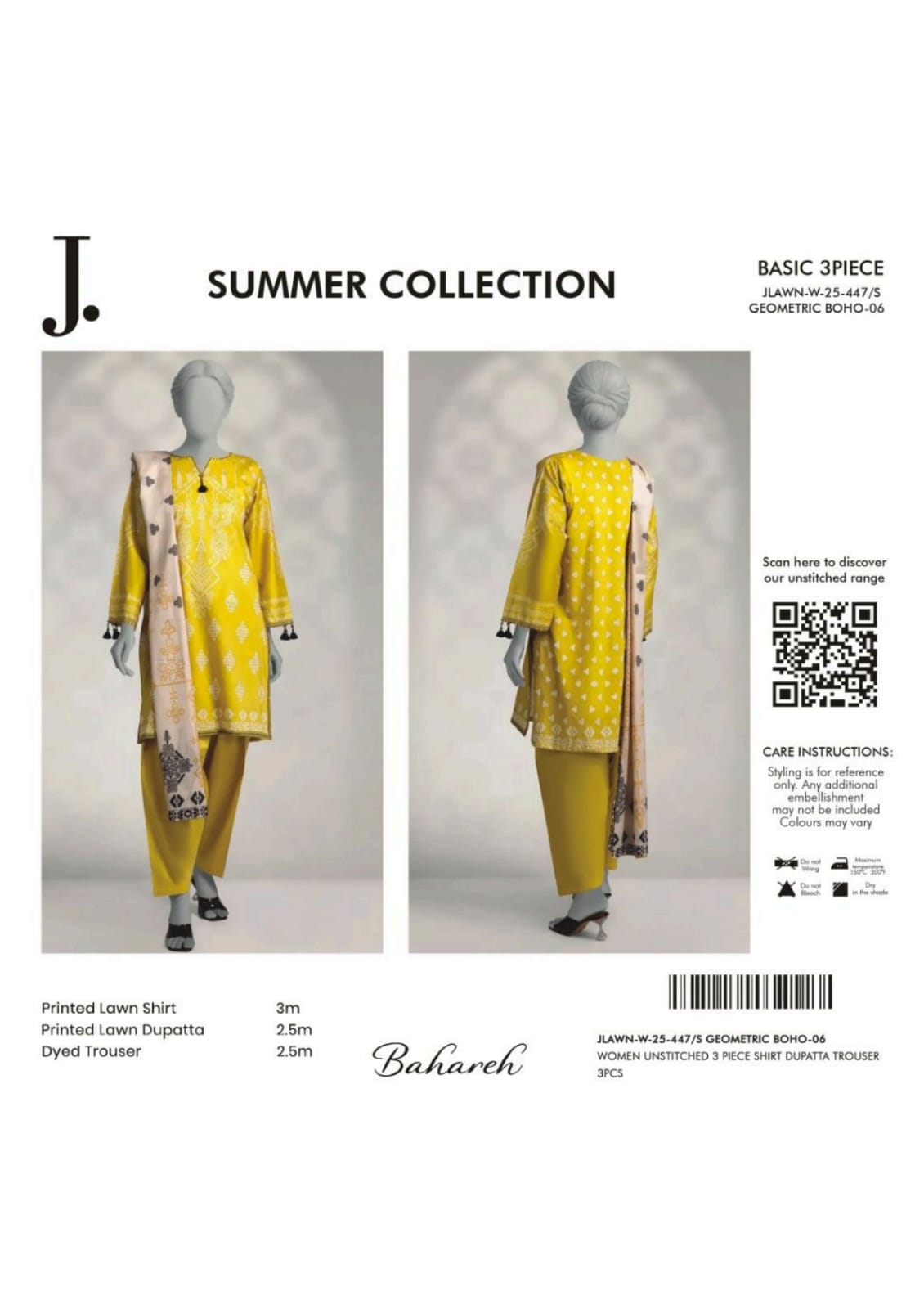 Summer Collection By Junaid Jamshed j. V-02 3 Peices Digital Printed Lawn 10 Pcs Set