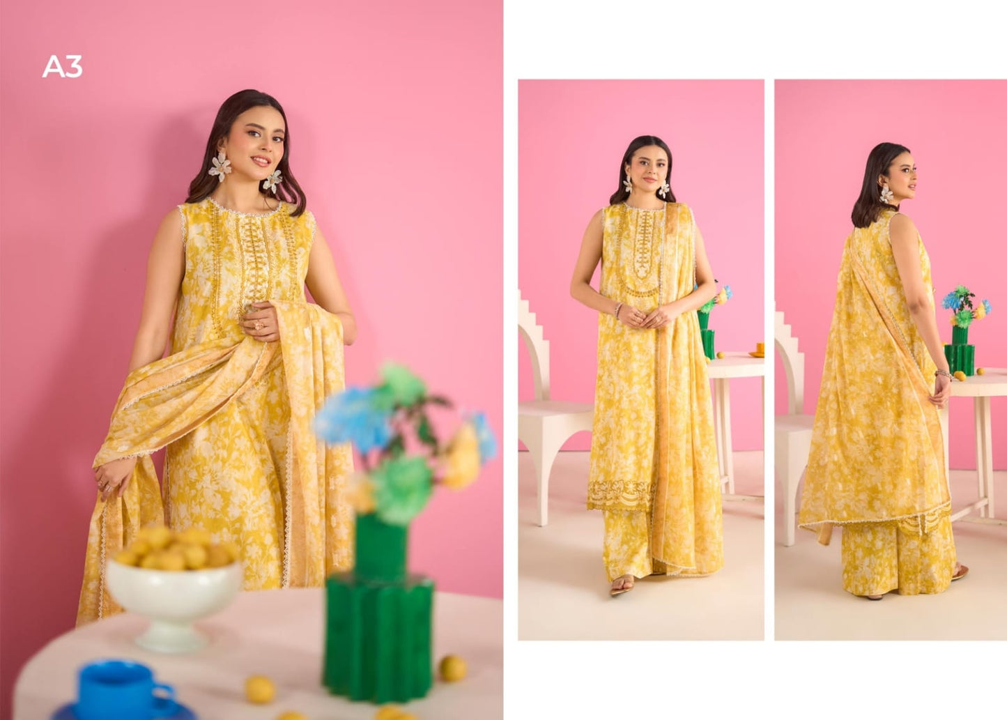 Ziva By Gul Jee 3-Pieces Digital Printed & Embroidered Lawn 12 PCS Set.