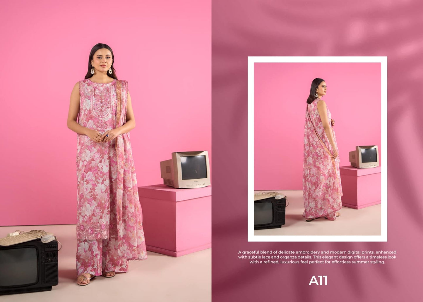 Ziva By Gul Jee 3-Pieces Digital Printed & Embroidered Lawn 12 PCS Set.