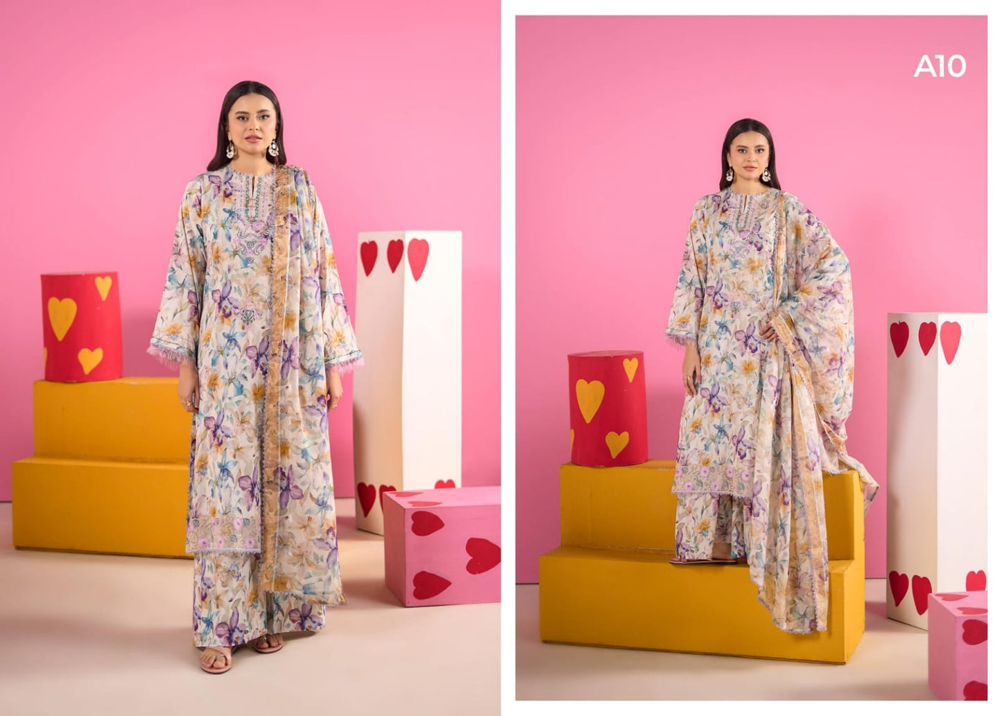 Ziva By Gul Jee 3-Pieces Digital Printed & Embroidered Lawn 12 PCS Set.