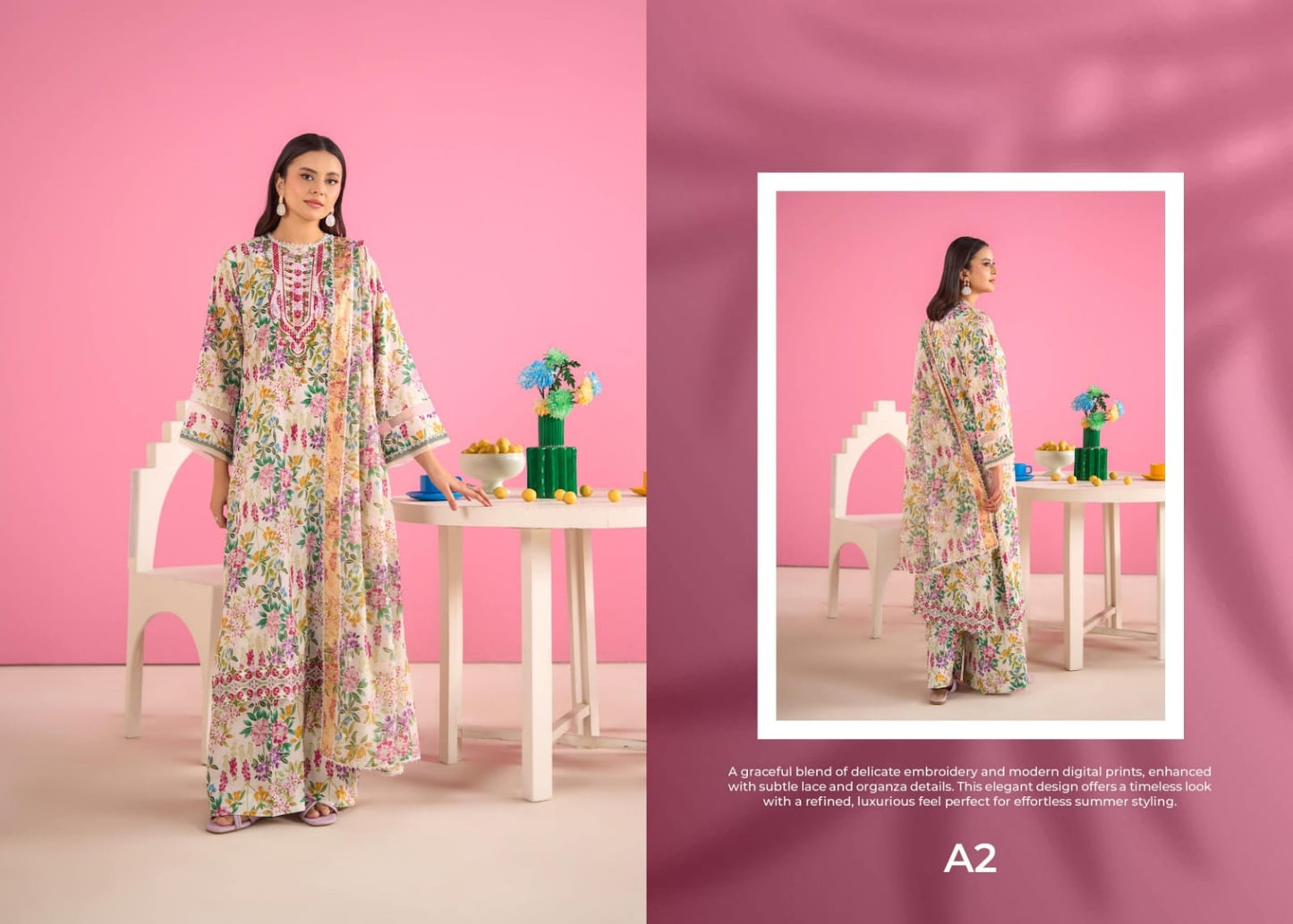 Ziva By Gul Jee 3-Pieces Digital Printed & Embroidered Lawn 12 PCS Set.