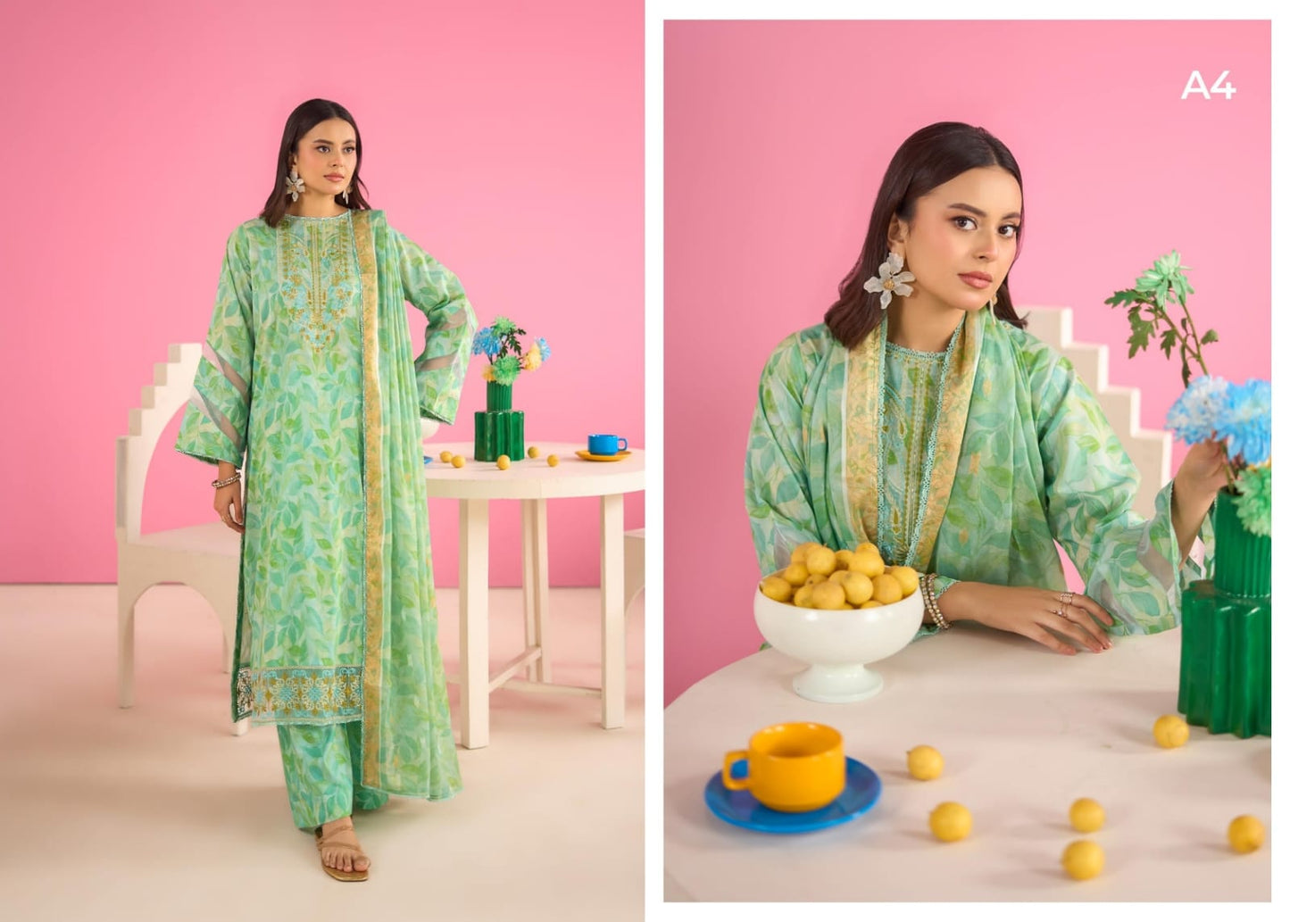 Ziva By Gul Jee 3-Pieces Digital Printed & Embroidered Lawn 12 PCS Set.