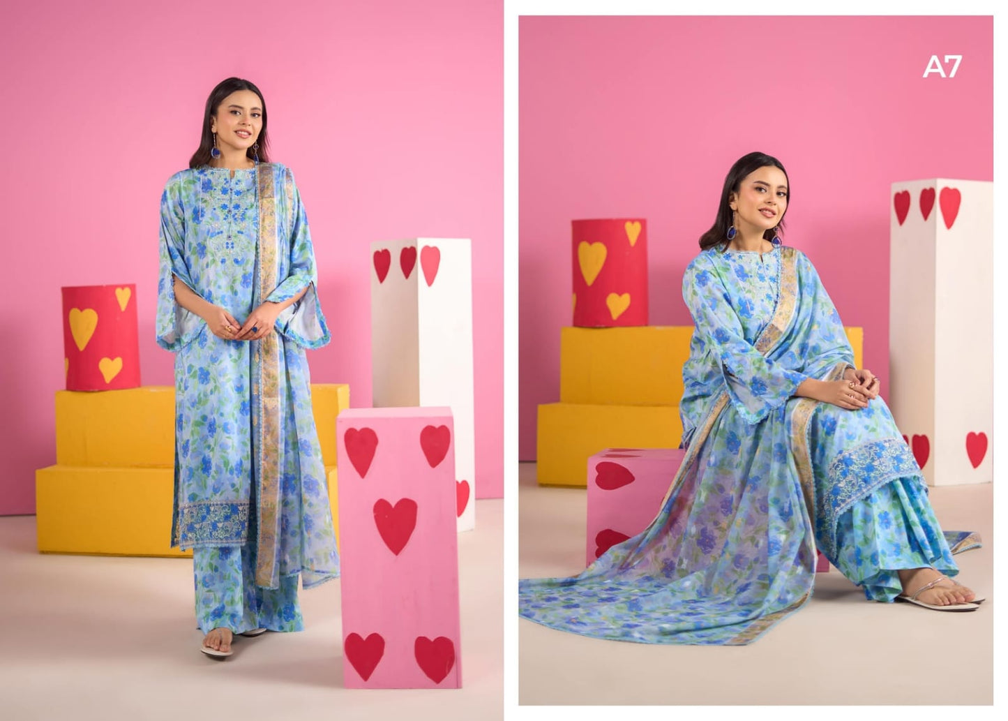 Ziva By Gul Jee 3-Pieces Digital Printed & Embroidered Lawn 12 PCS Set.