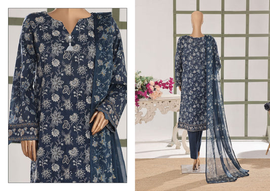 Mehak Slub By HZ 3 Peices Embriodered Lawn 14 Pcs set
