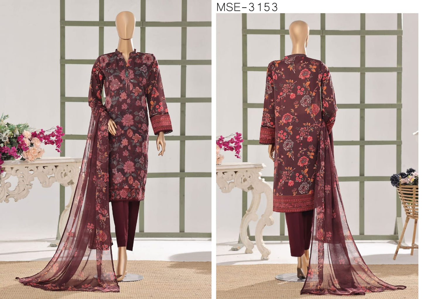 Mehak Slub By HZ 3 Peices Embriodered Lawn 14 Pcs set