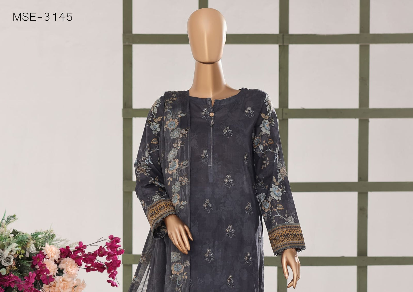 Mehak Slub By HZ 3 Peices Embriodered Lawn 14 Pcs set