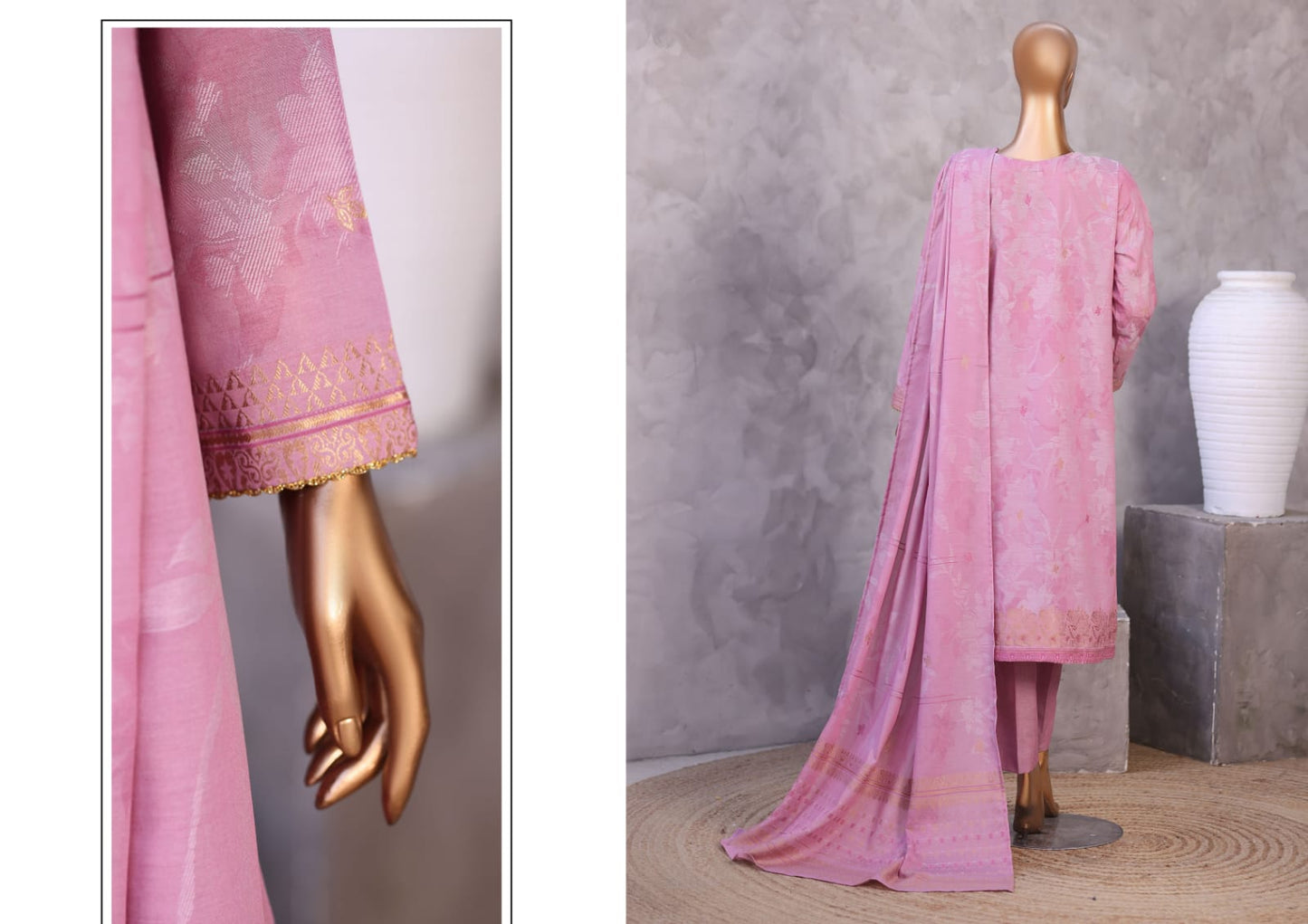 Valencia By HZ, 3 Peices Ebroidered Jacquard Lawn 20 Pcs Set