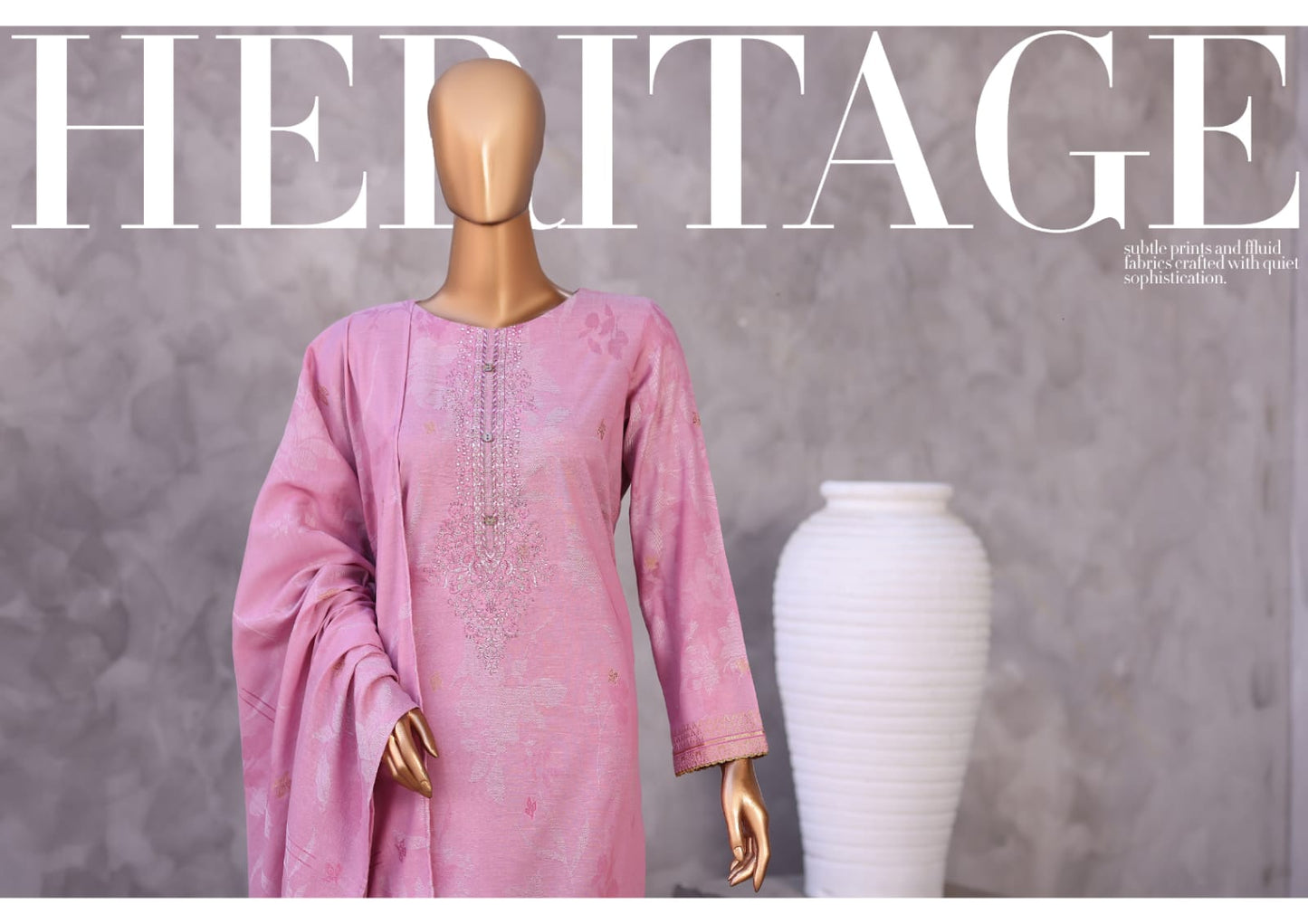 Valencia By HZ, 3 Peices Ebroidered Jacquard Lawn 20 Pcs Set