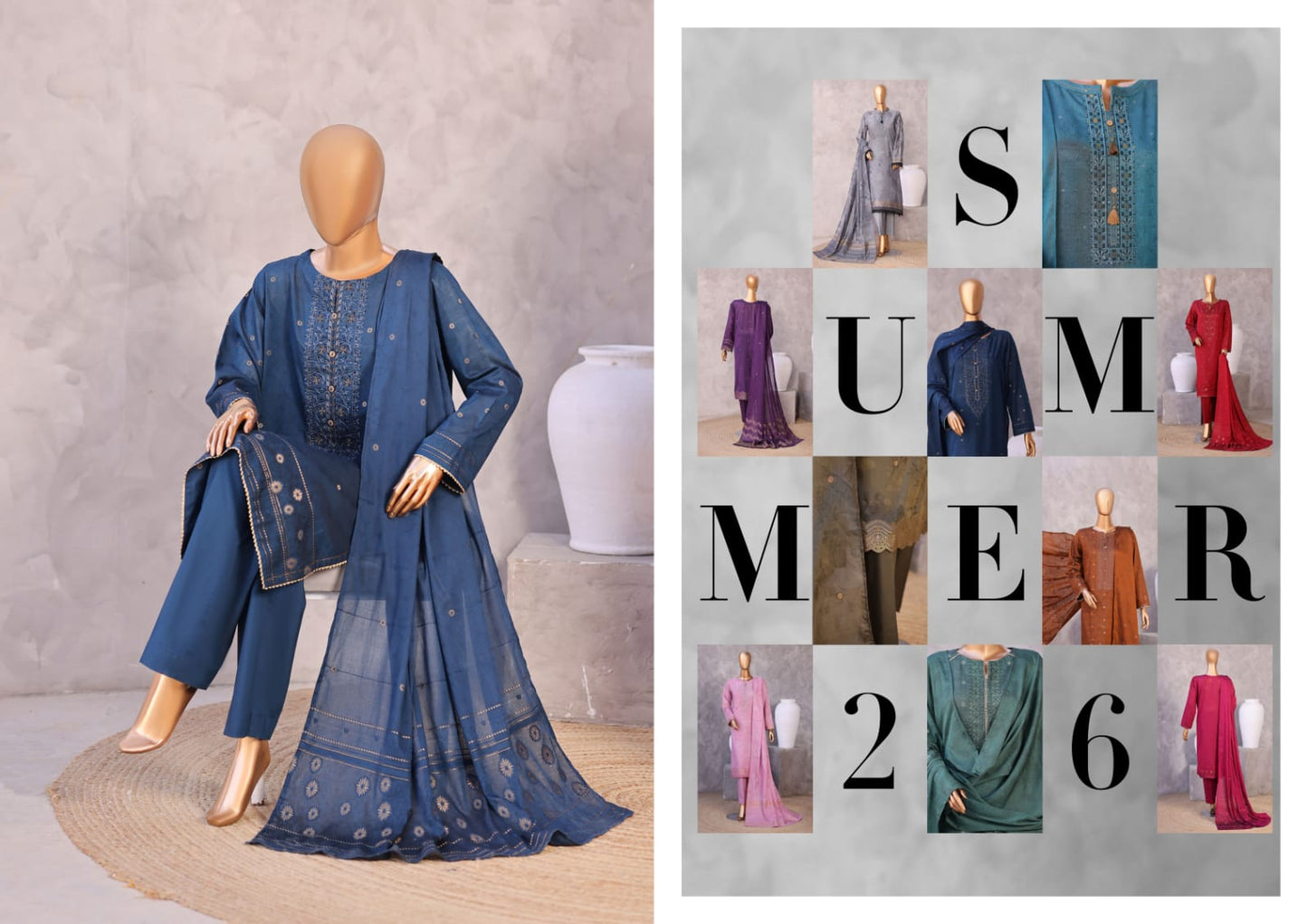 Valencia By HZ, 3 Peices Ebroidered Jacquard Lawn 20 Pcs Set