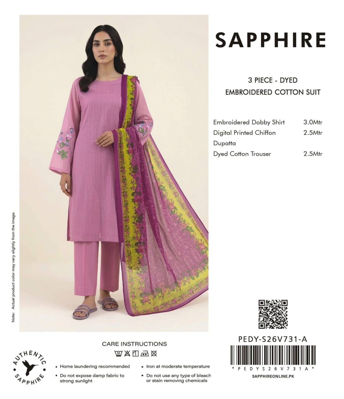 Sapphire Embroidered 3-Pieces Dobby Lawn 21 PCS Set.
