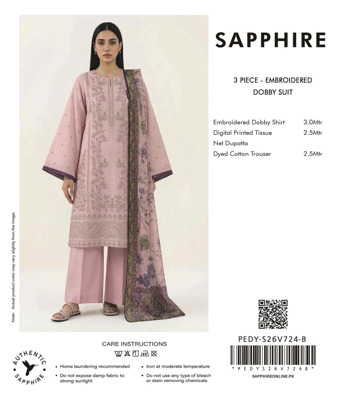 Sapphire Embroidered 3-Pieces Dobby Lawn 21 PCS Set.