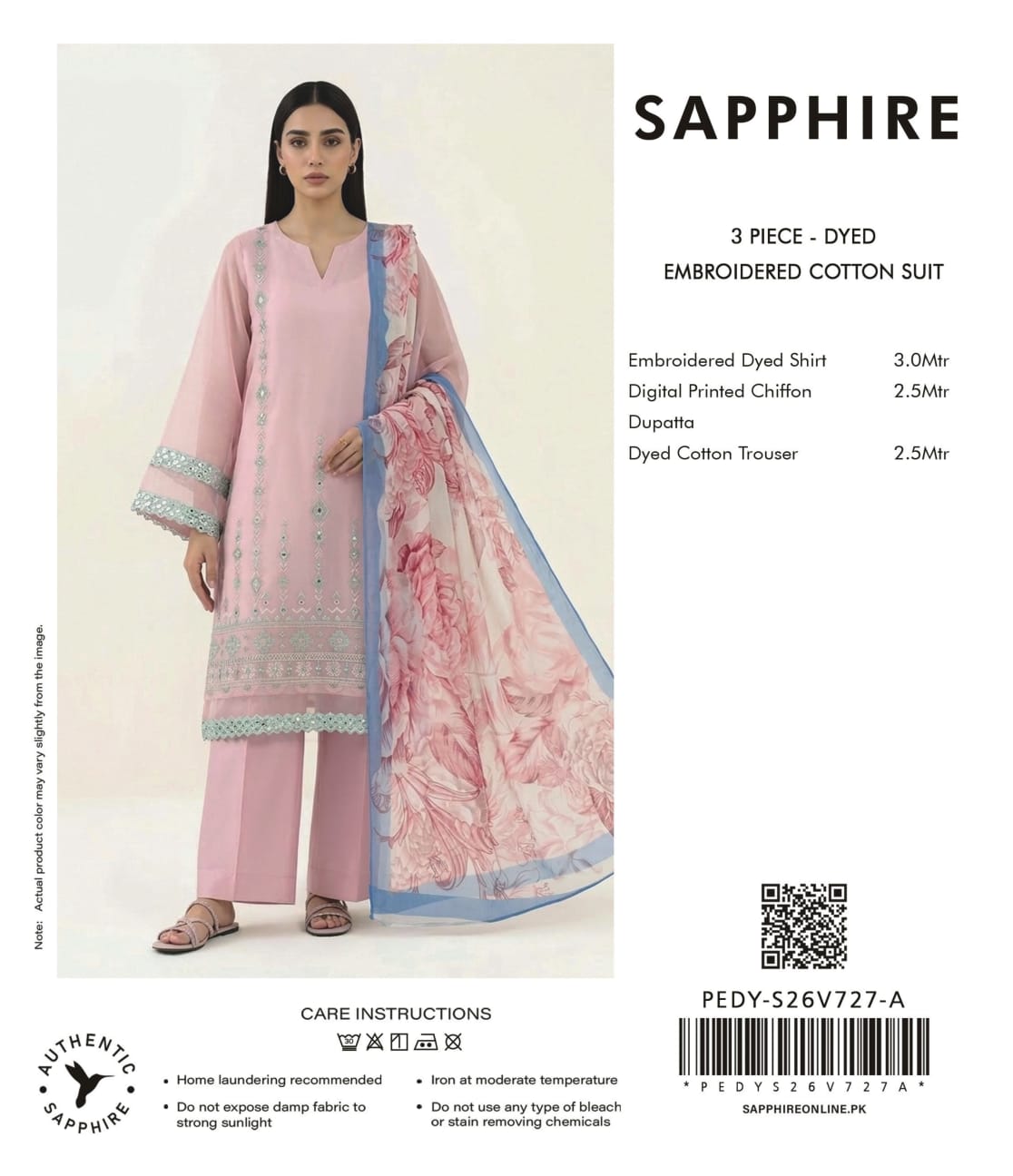 Sapphire Embroidered 3-Pieces Dobby Lawn 21 PCS Set.