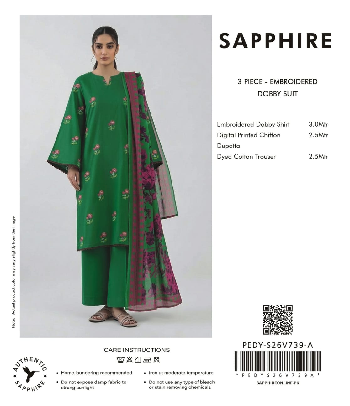Sapphire Embroidered 3-Pieces Dobby Lawn 21 PCS Set.