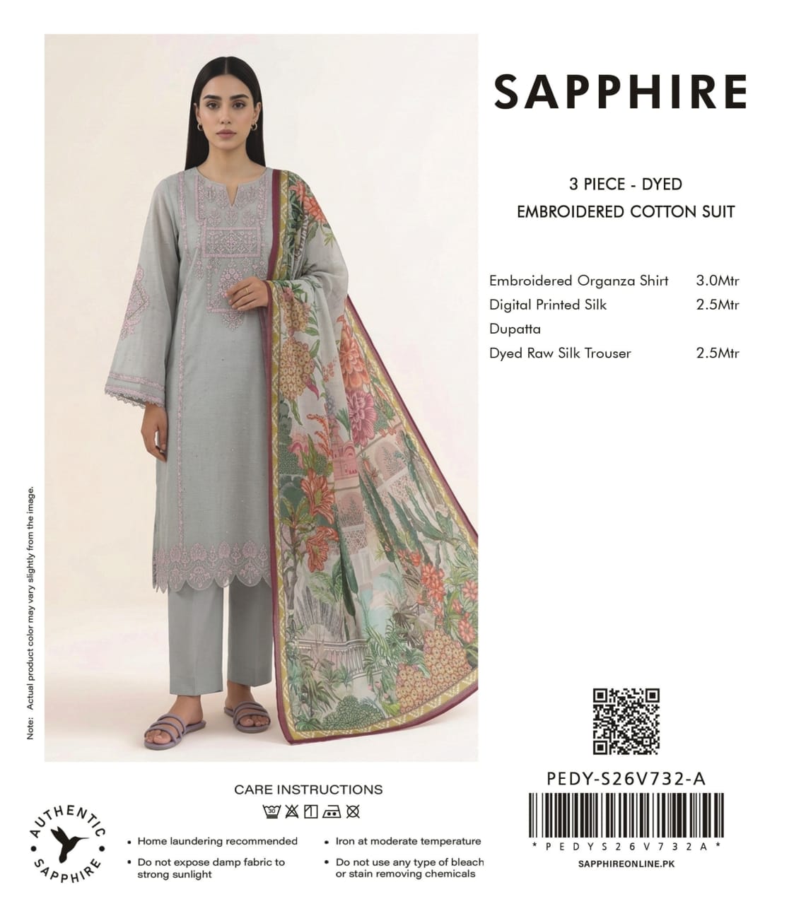 Sapphire Embroidered 3-Pieces Dobby Lawn 21 PCS Set.