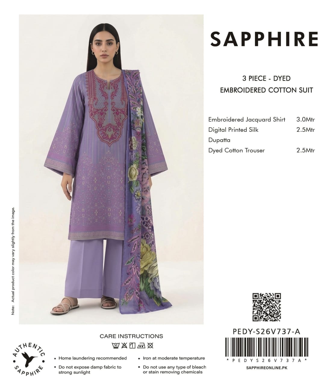 Sapphire Embroidered 3-Pieces Dobby Lawn 21 PCS Set.