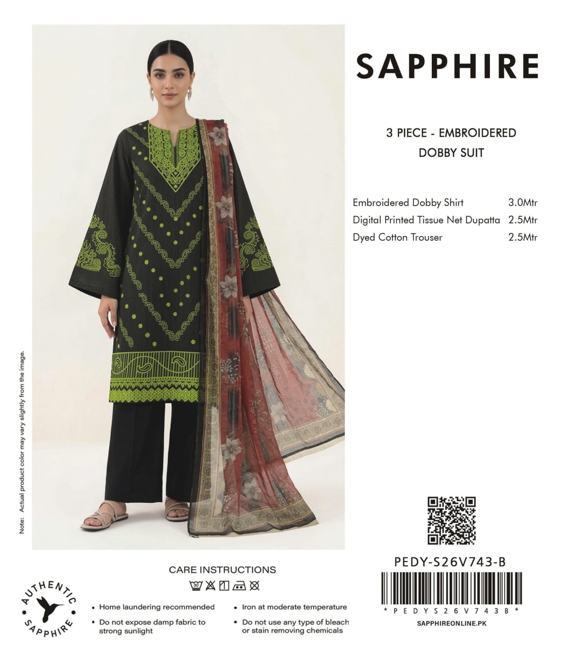 Sapphire Embroidered 3-Pieces Dobby Lawn 21 PCS Set.