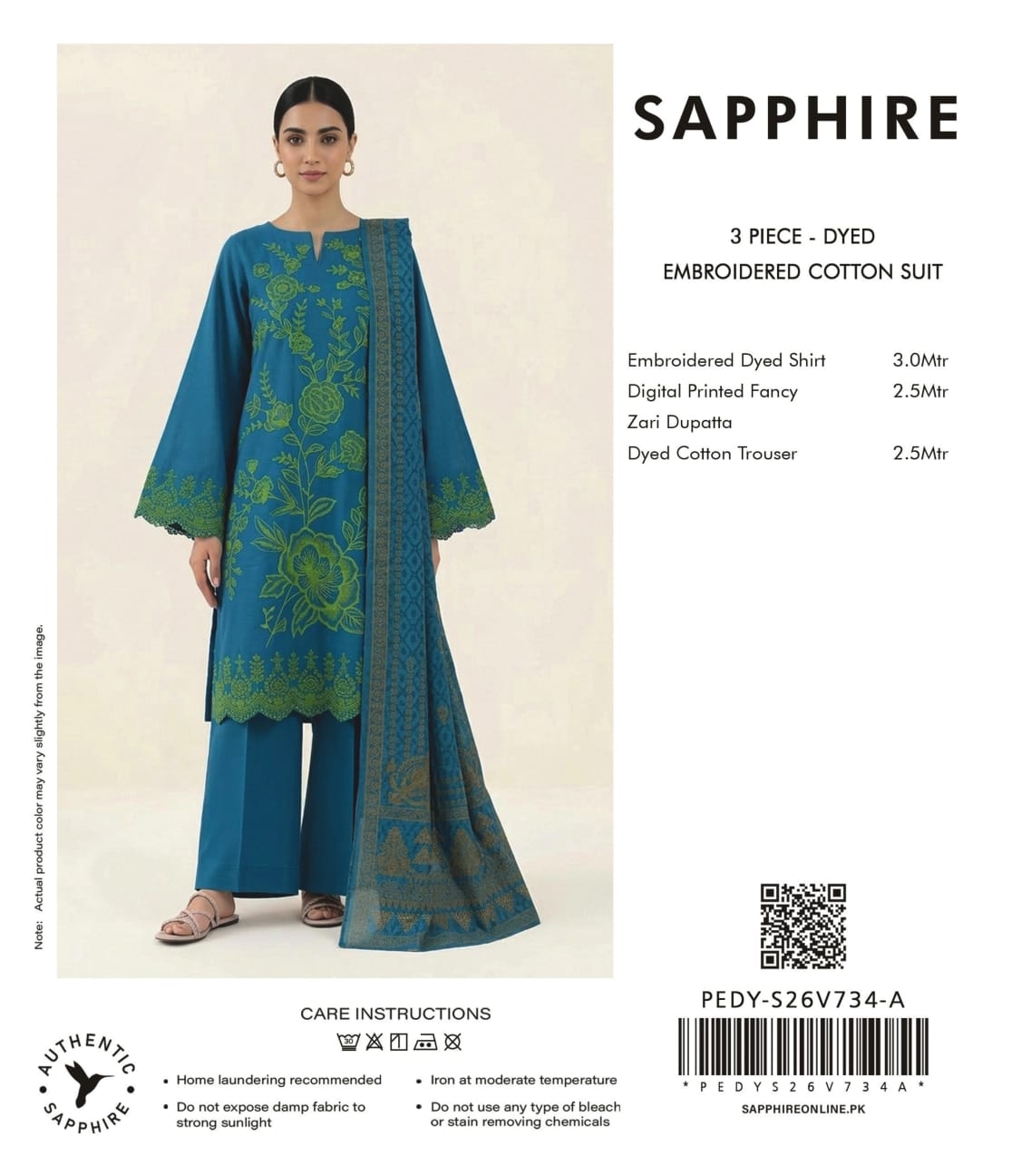 Sapphire Embroidered 3-Pieces Dobby Lawn 21 PCS Set.