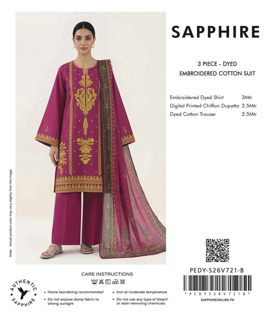 Sapphire Embroidered 3-Pieces Dobby Lawn 21 PCS Set.