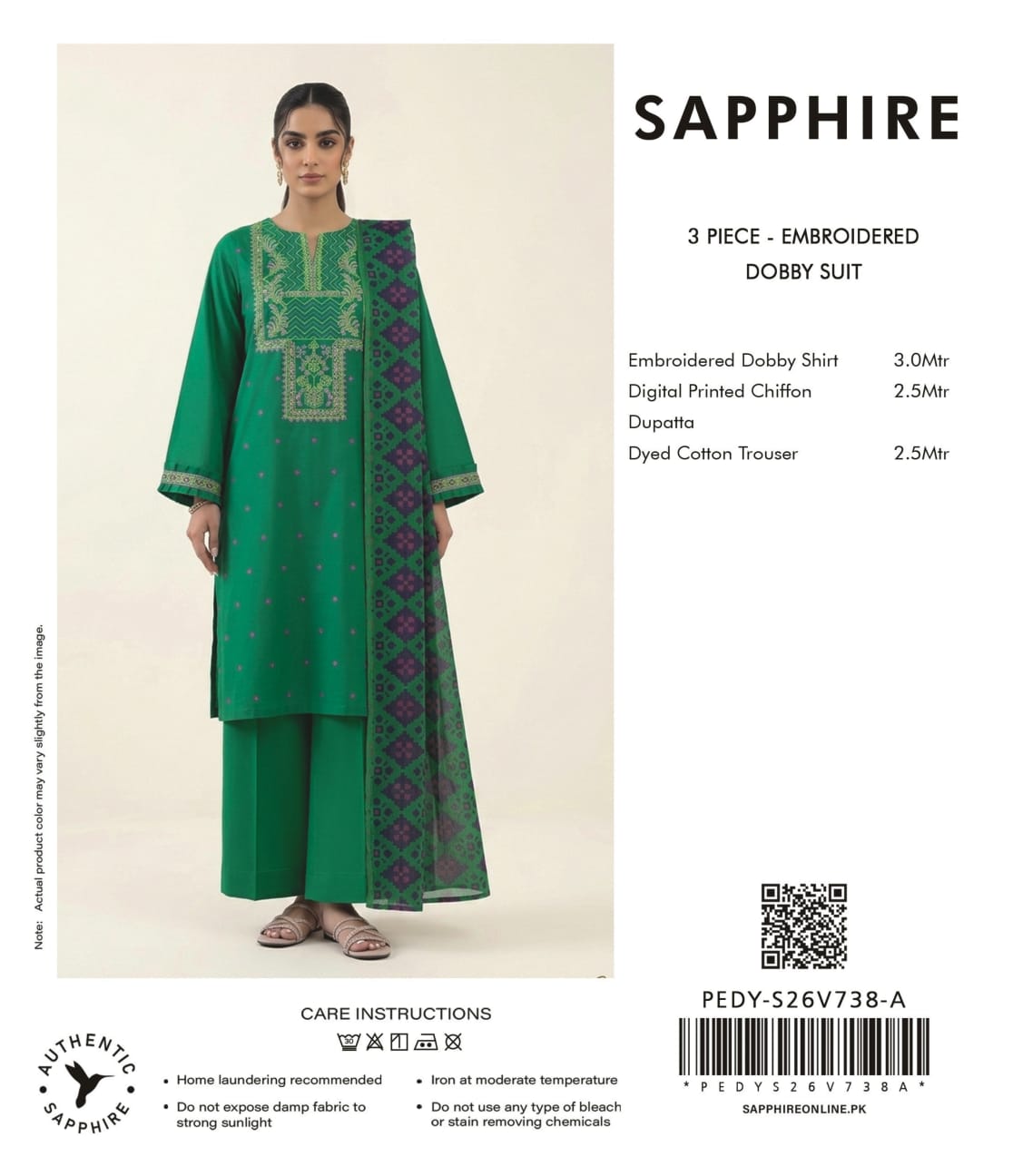 Sapphire Embroidered 3-Pieces Dobby Lawn 21 PCS Set.