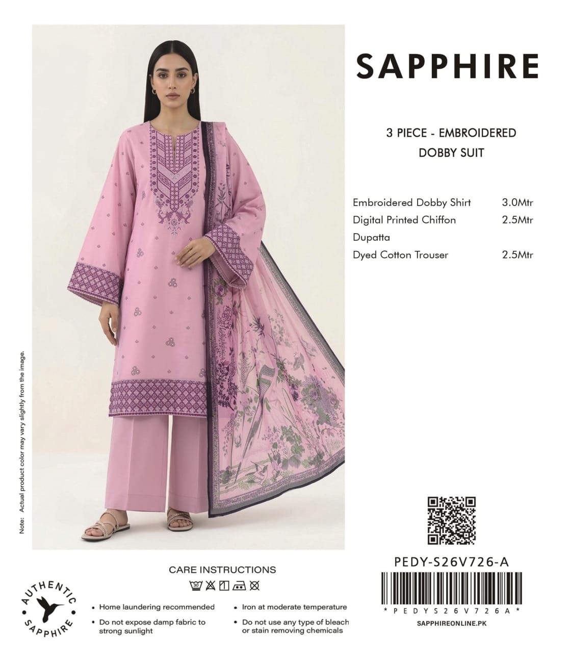 Sapphire Embroidered 3-Pieces Dobby Lawn 21 PCS Set.