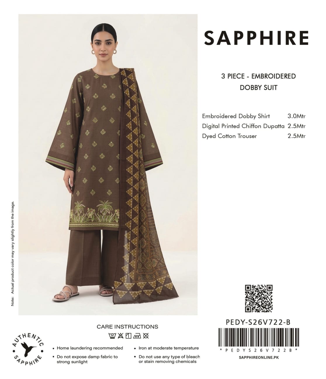 Sapphire Embroidered 3-Pieces Dobby Lawn 21 PCS Set.