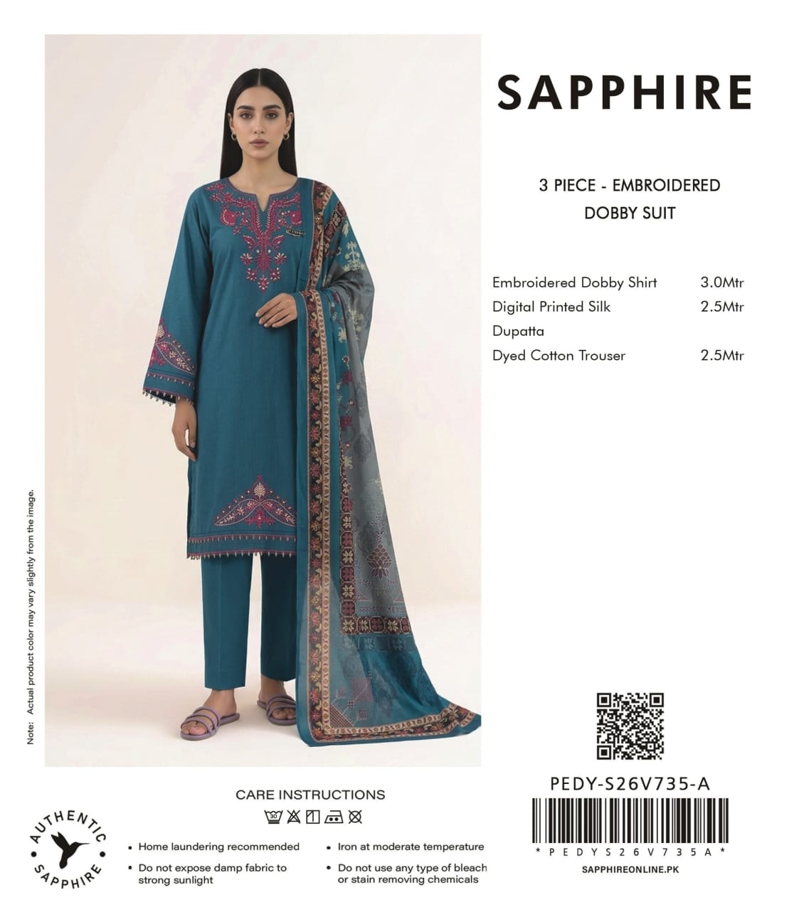 Sapphire Embroidered 3-Pieces Dobby Lawn 21 PCS Set.