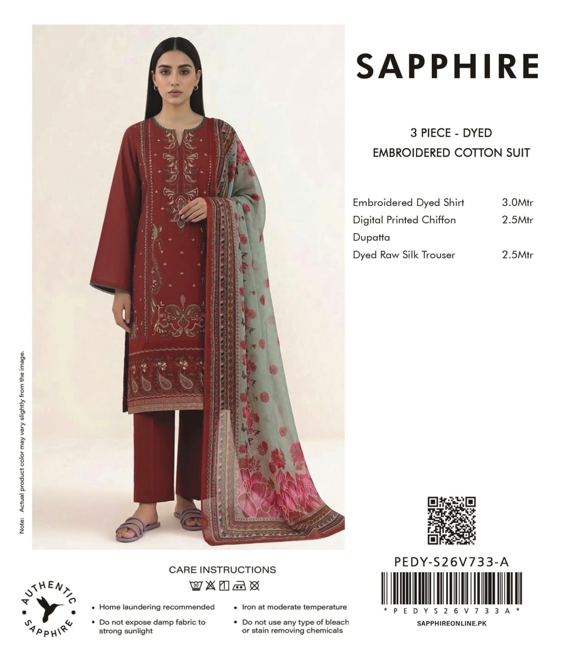 Sapphire Embroidered 3-Pieces Dobby Lawn 21 PCS Set.