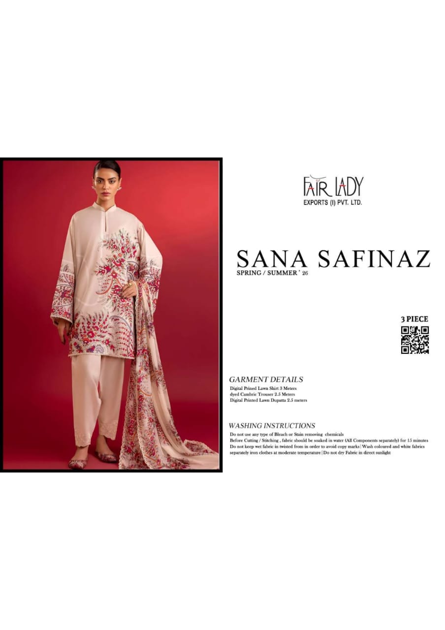Sana Safinaz 3-Pieces Digital Printed Lawn 10 PCS Set.