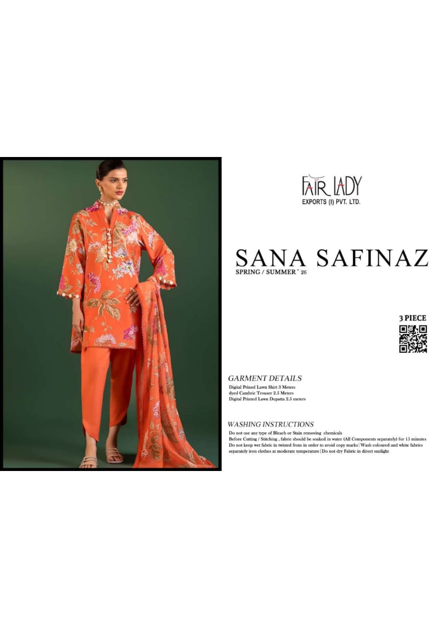 Sana Safinaz 3-Pieces Digital Printed Lawn 10 PCS Set.