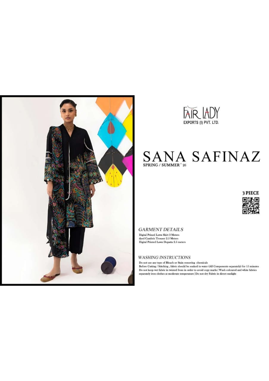 Sana Safinaz 3-Pieces Digital Printed Lawn 10 PCS Set.