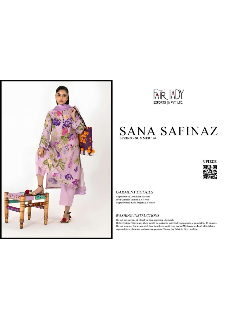 Sana Safinaz 3-Pieces Digital Printed Lawn 10 PCS Set.