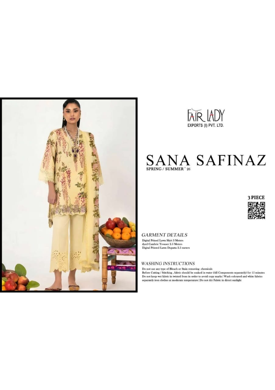 Sana Safinaz 3-Pieces Digital Printed Lawn 10 PCS Set.
