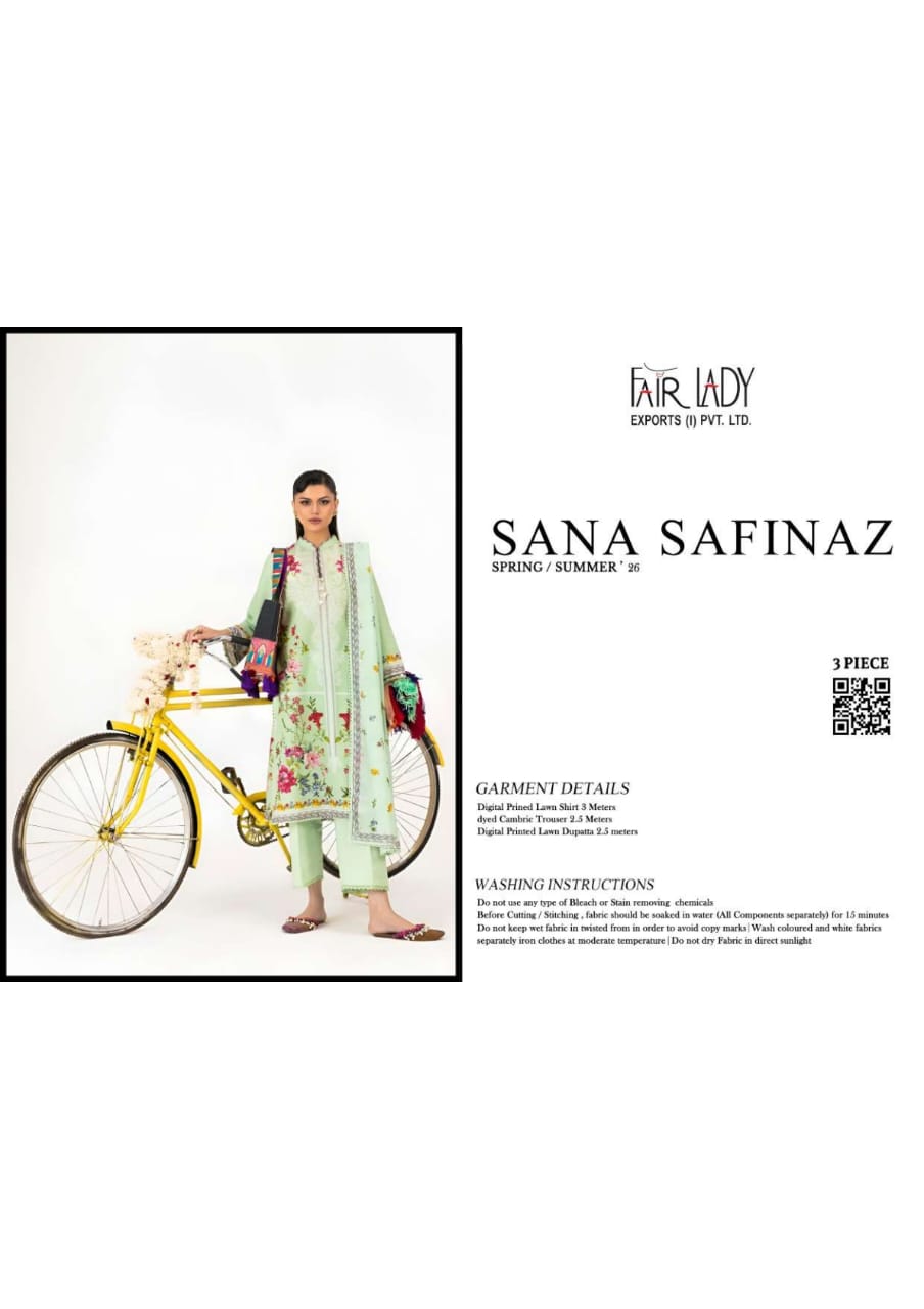 Sana Safinaz 3-Pieces Digital Printed Lawn 10 PCS Set.