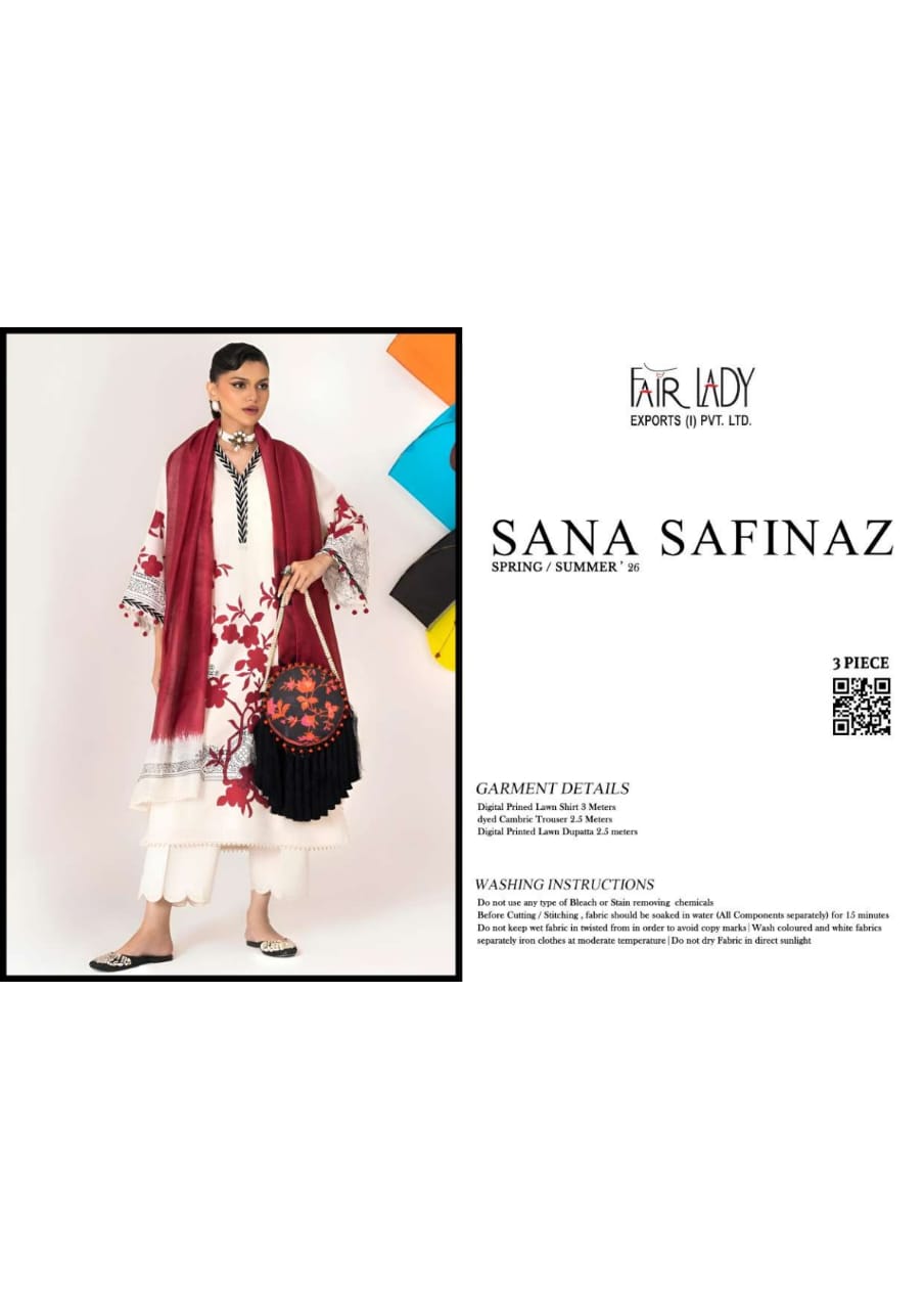 Sana Safinaz 3-Pieces Digital Printed Lawn 10 PCS Set.