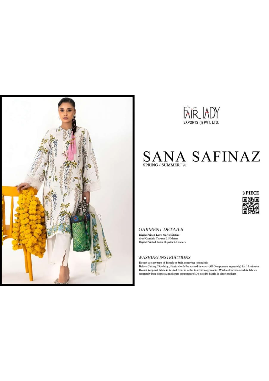 Sana Safinaz 3-Pieces Digital Printed Lawn 10 PCS Set.