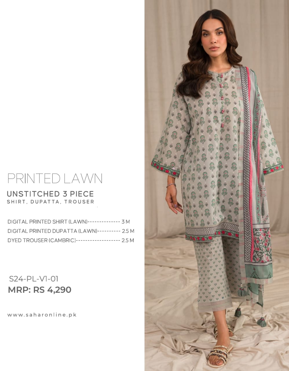 Sahar By Saya 3-Pieces Digital Printed Lawn 10 PCS Set.
