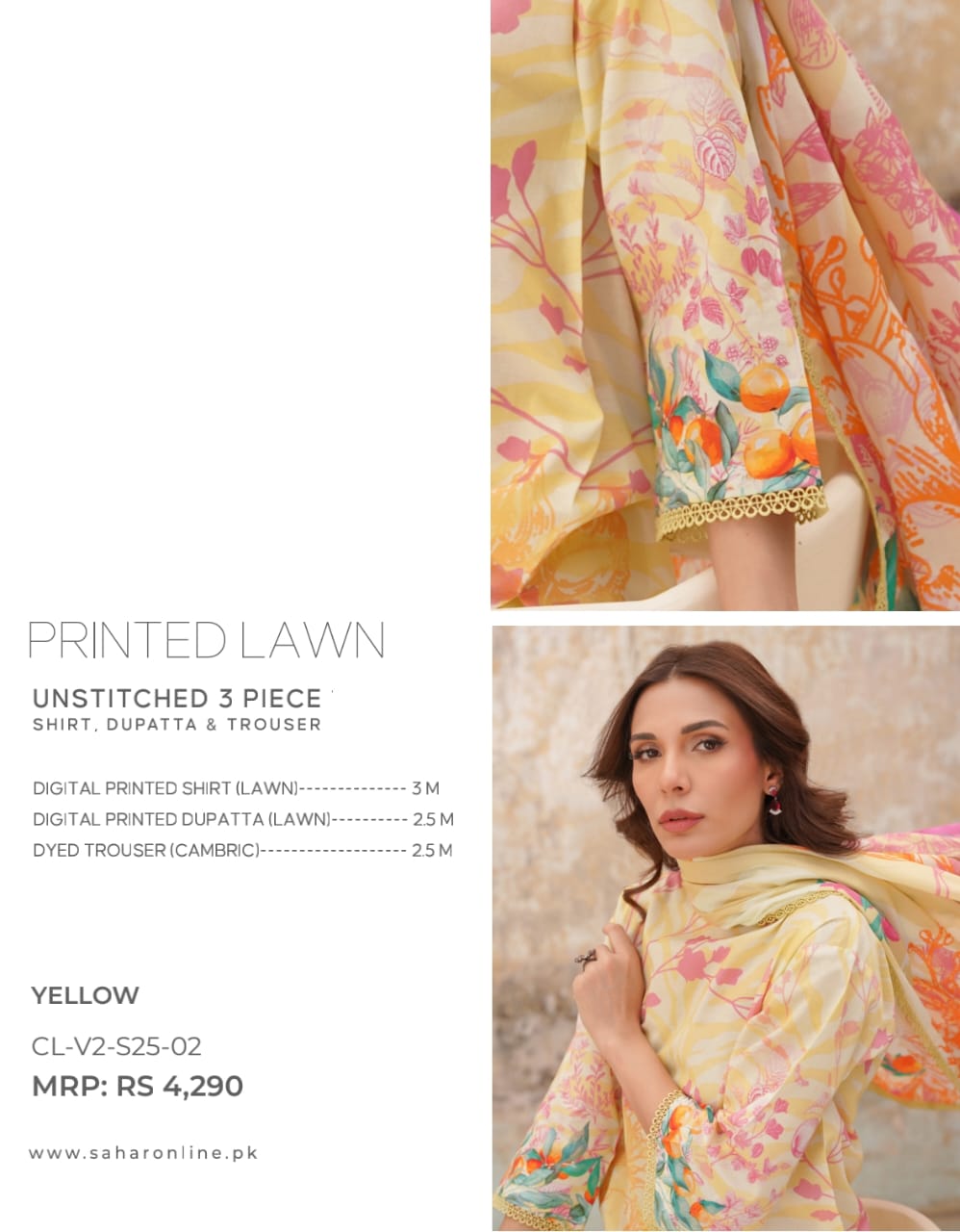 Sahar By Saya 3-Pieces Digital Printed Lawn 10 PCS Set.