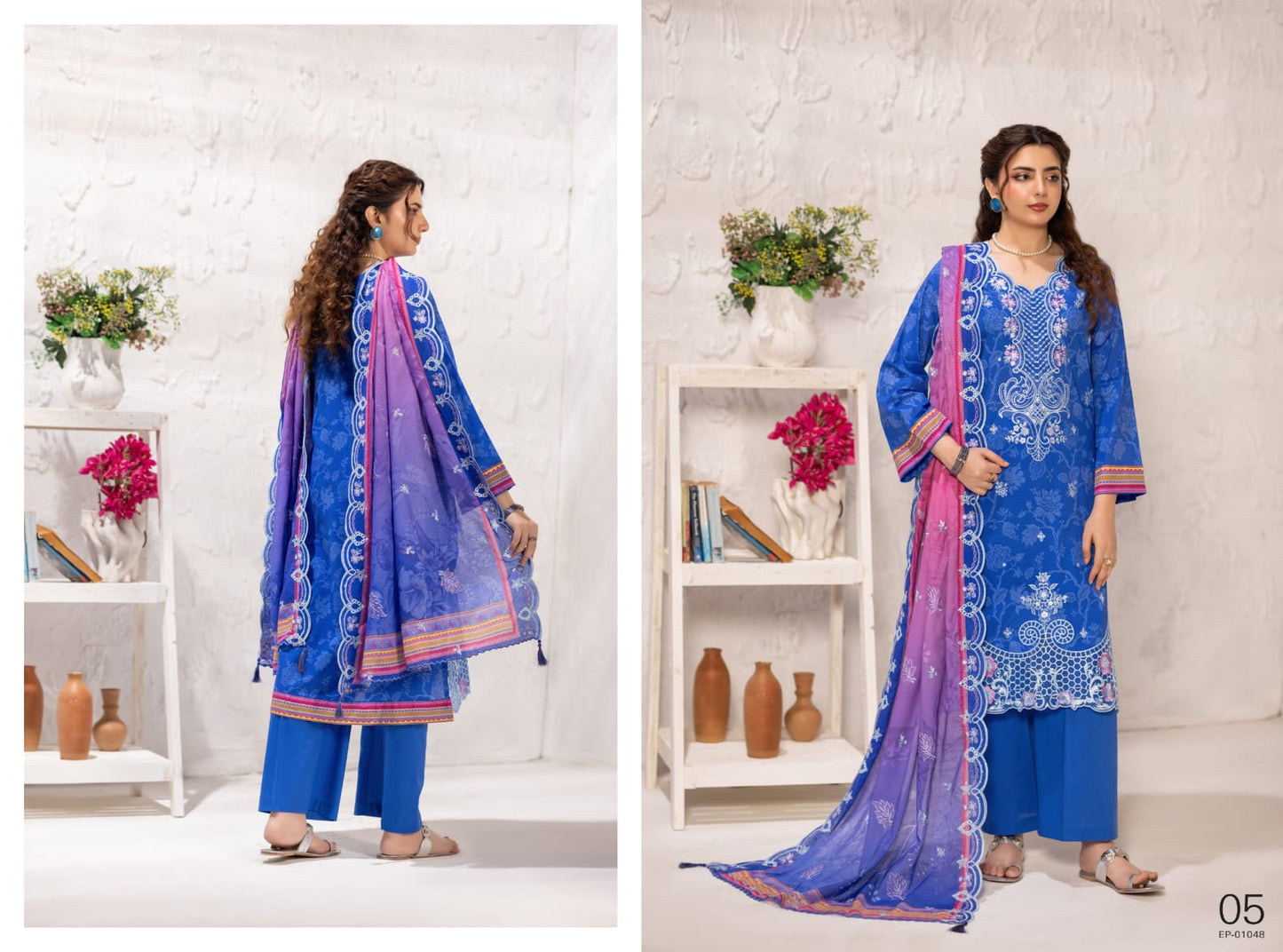 Unveils Suhana By Elaya   Luxuriously Embroidered Printed 3 Pcs Lawn 12 Pcs Set