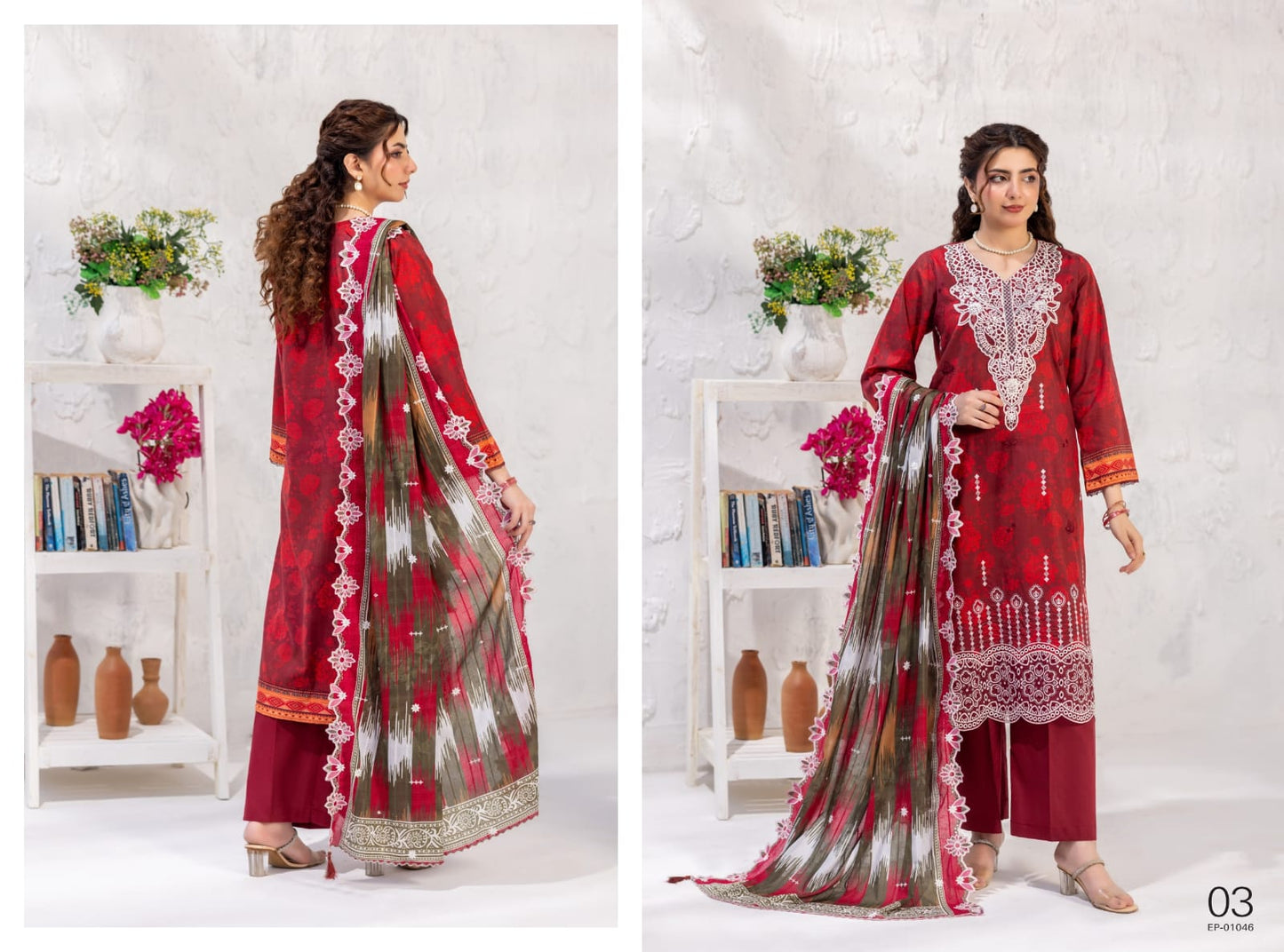 Unveils Suhana By Elaya   Luxuriously Embroidered Printed 3 Pcs Lawn 12 Pcs Set