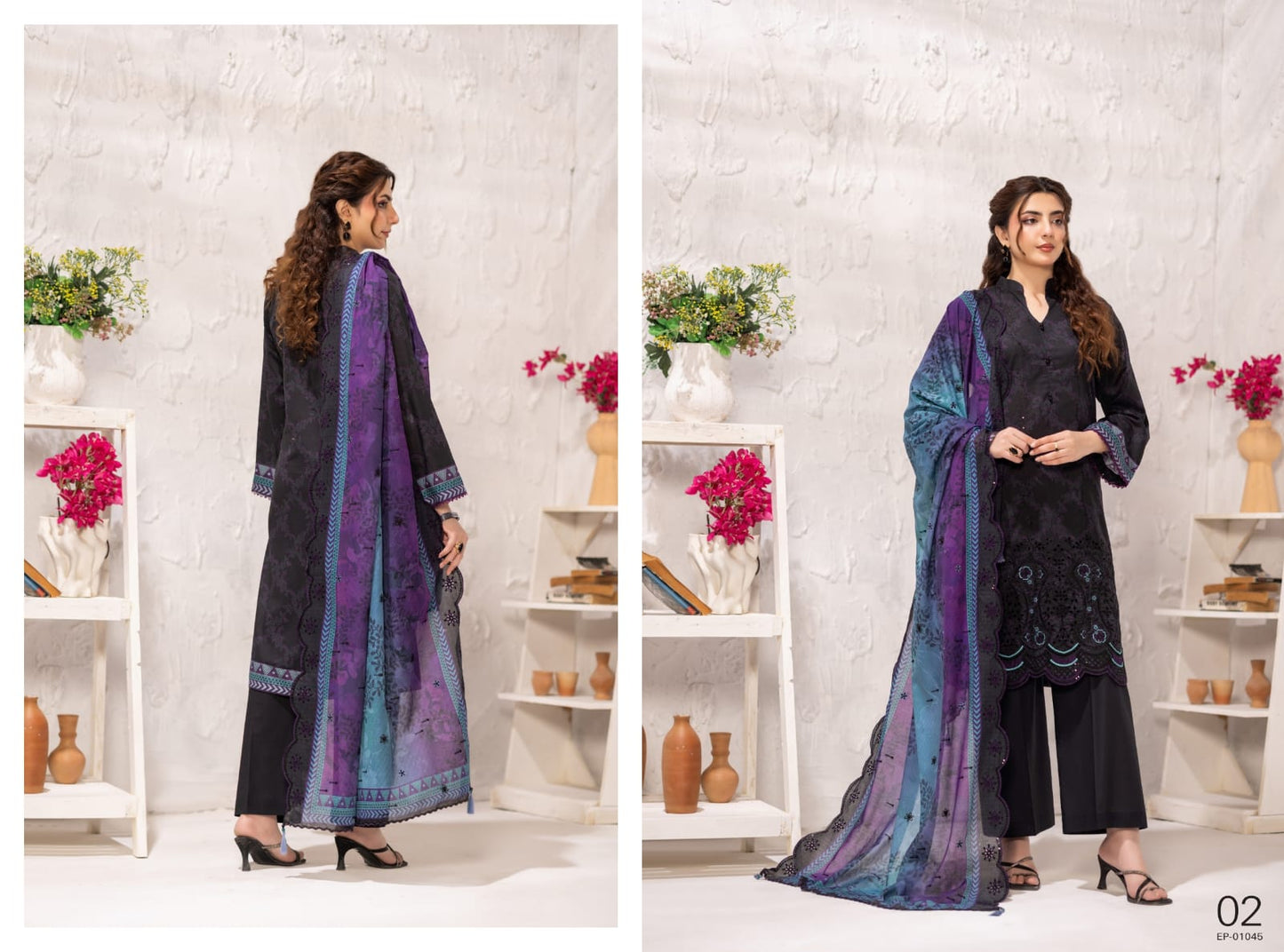 Unveils Suhana By Elaya   Luxuriously Embroidered Printed 3 Pcs Lawn 12 Pcs Set