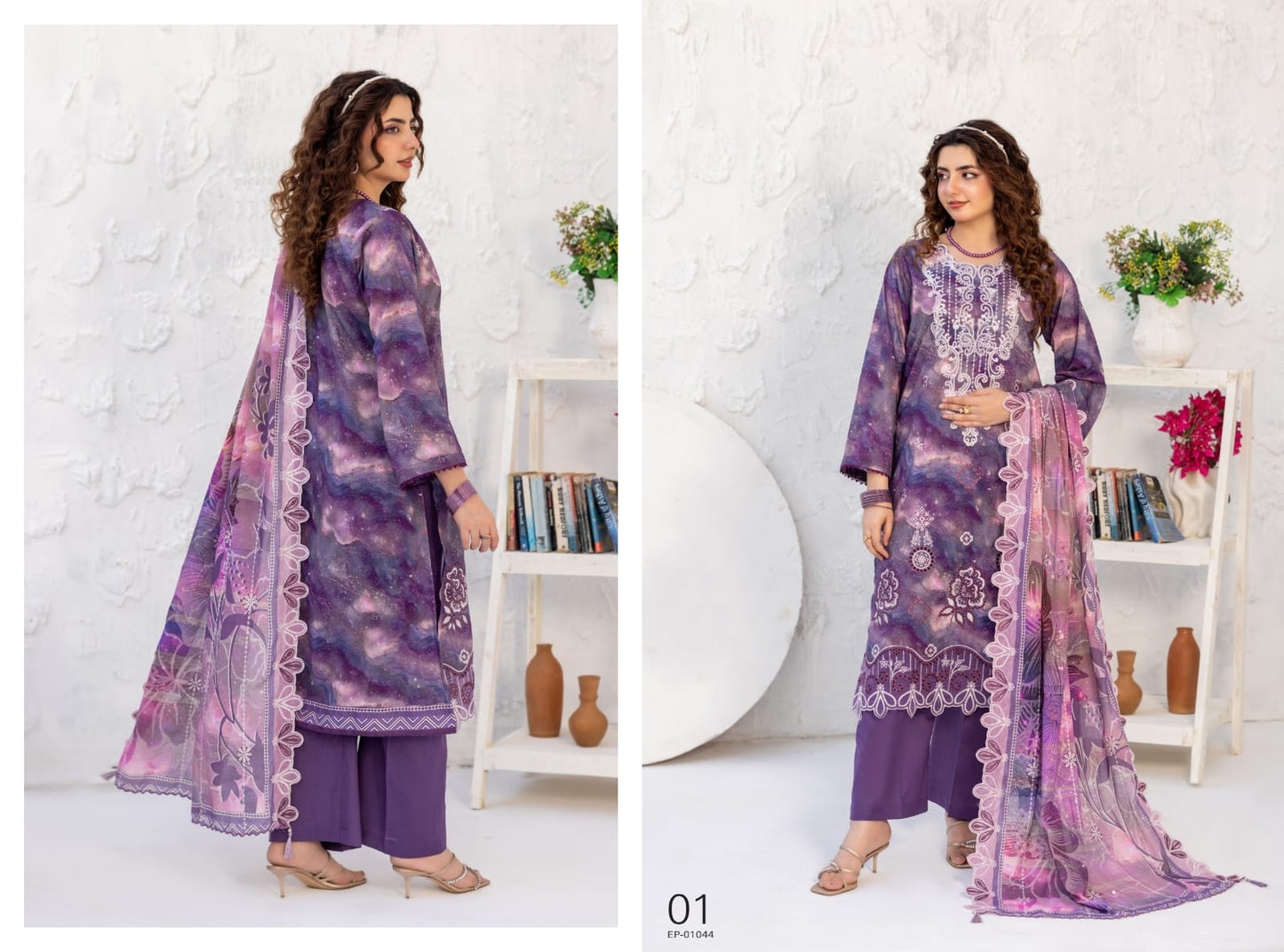 Unveils Suhana By Elaya   Luxuriously Embroidered Printed 3 Pcs Lawn 12 Pcs Set