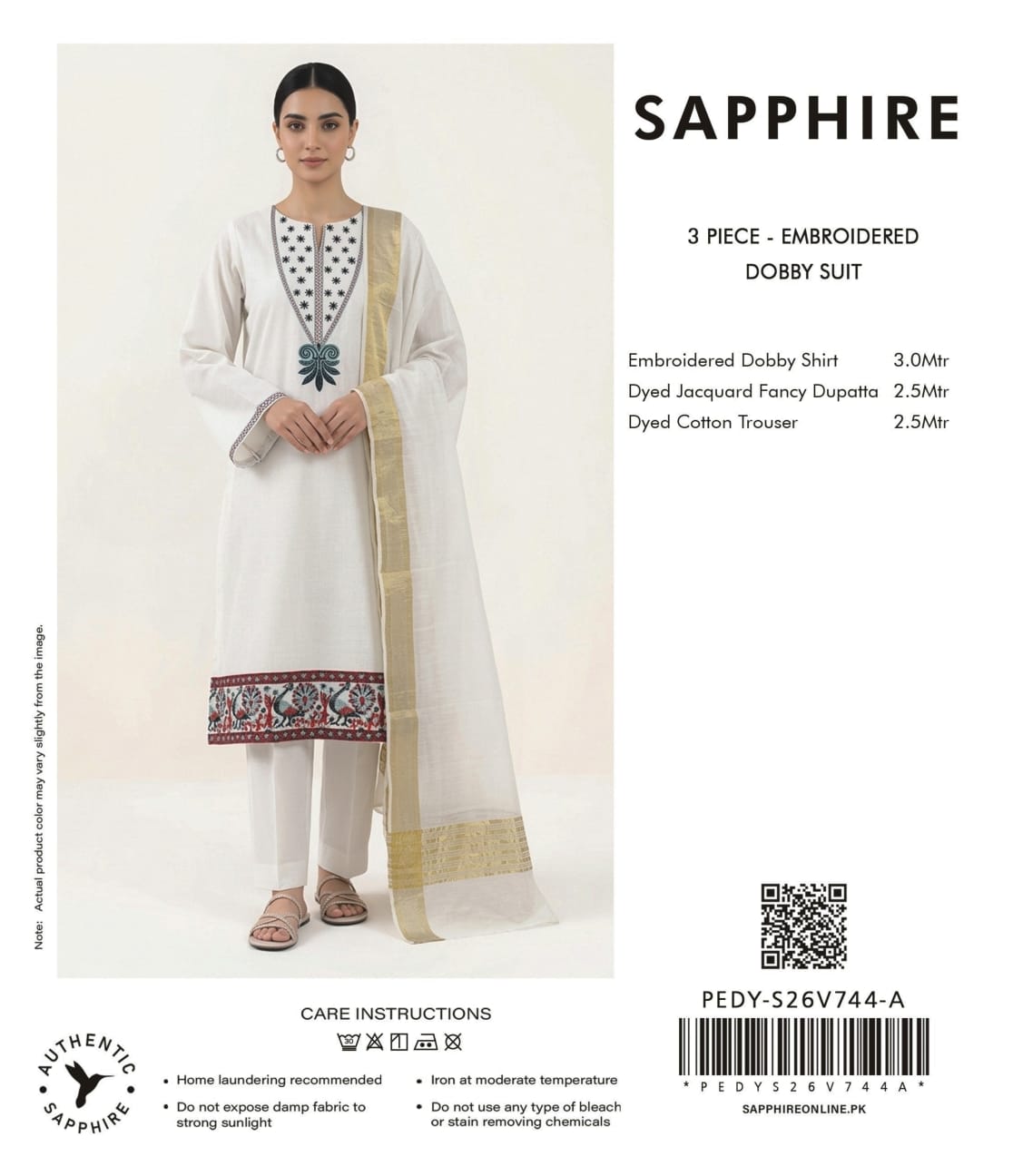 Sapphire V-02 2026 3 Peices Embroidered Lawn 10 Pcs Set