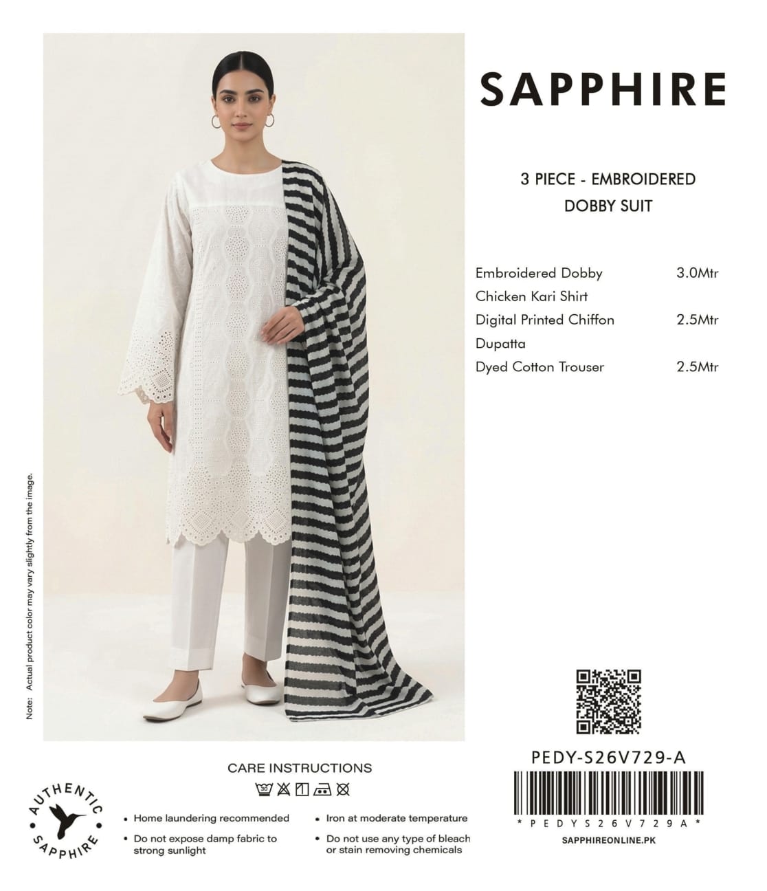 Sapphire V-02 2026 3 Peices Embroidered Lawn 10 Pcs Set
