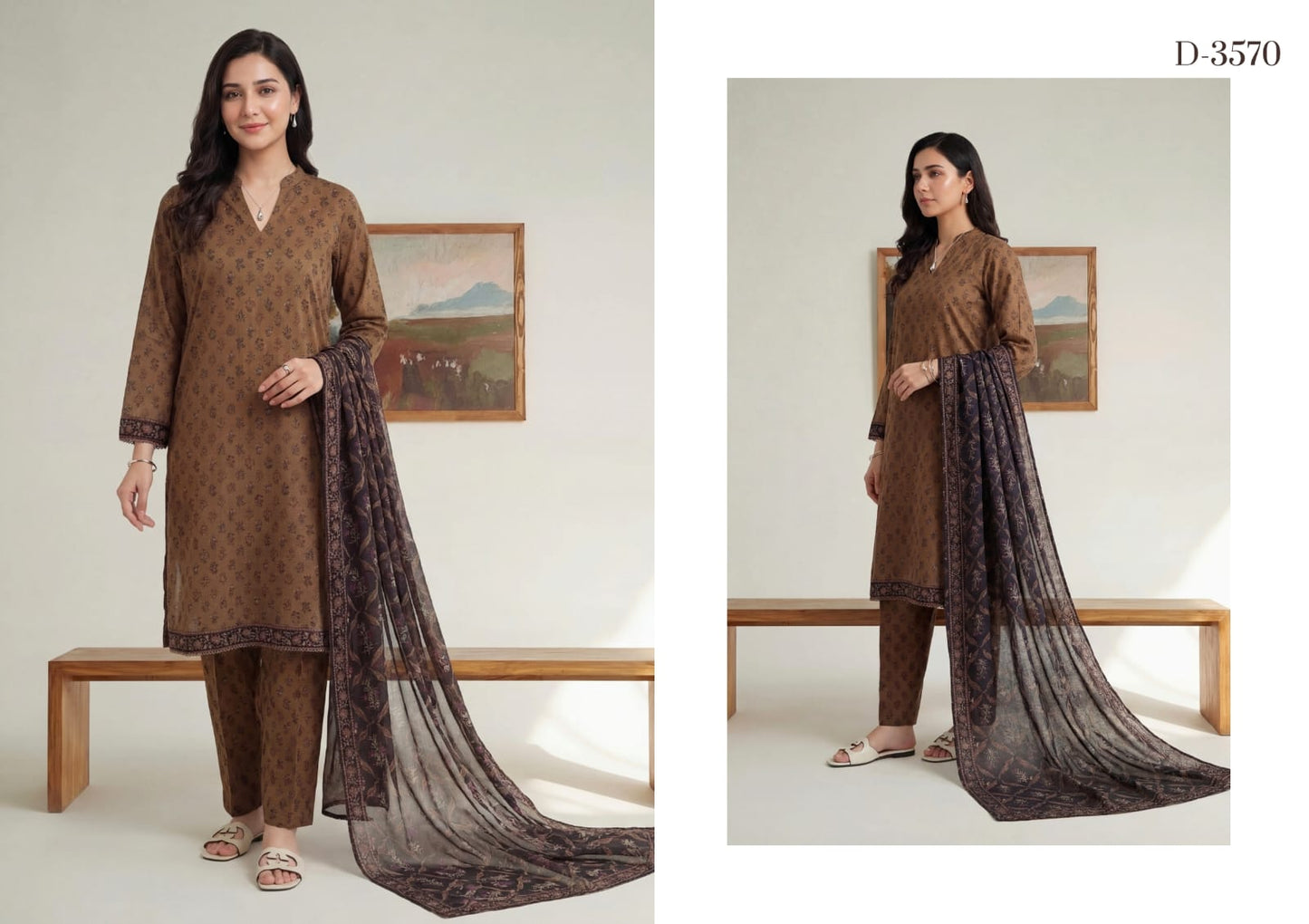 New Rotary By Shahid Tawakkal 3 Peices  Rotary Printed Lawn 11 Pcs Set