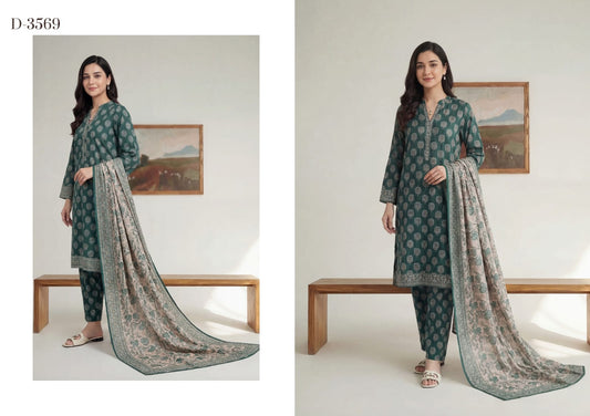 New Rotary By Shahid Tawakkal 3 Peices  Rotary Printed Lawn 11 Pcs Set