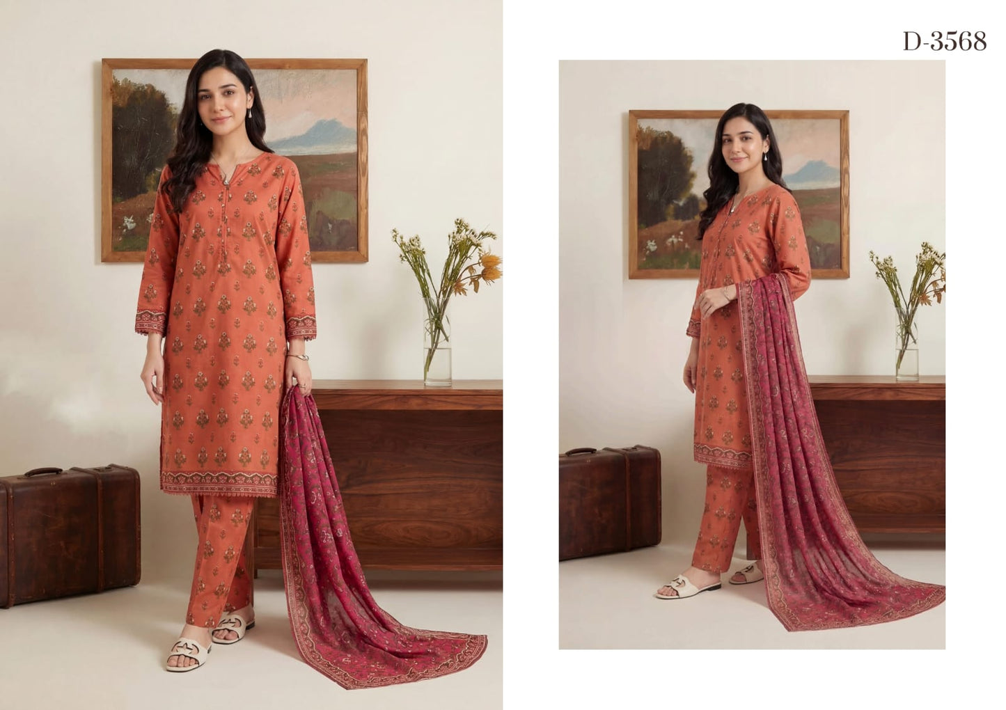 New Rotary By Shahid Tawakkal 3 Peices  Rotary Printed Lawn 11 Pcs Set